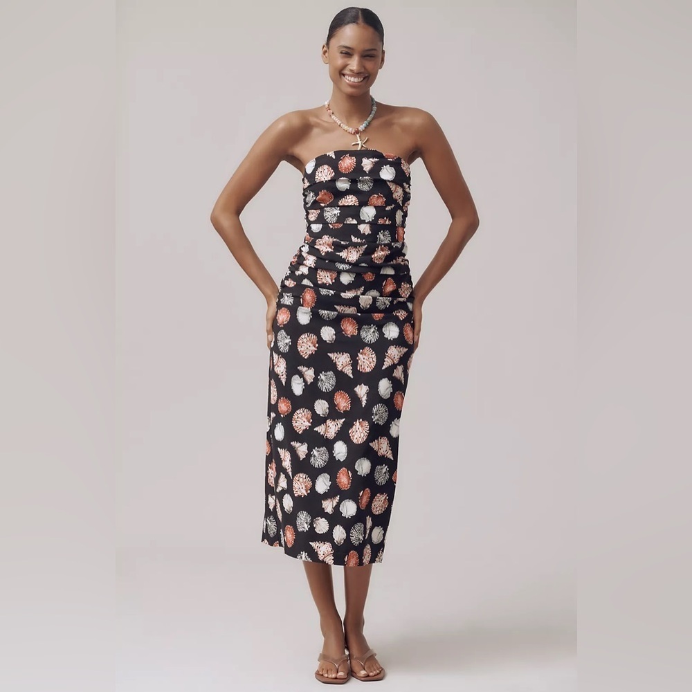 NWT! Anthropologie The Soleil Magic Fabric Strapless Ruched Dress 📢